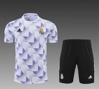 22-23 Real Madrid training suit short sleeve kit white and blue colorblock
