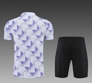 22-23 Real Madrid training suit short sleeve kit white and blue colorblock