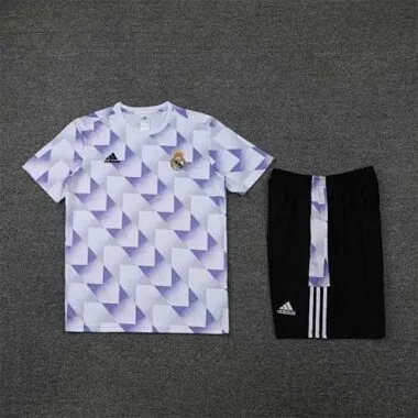 22-23 Real Madrid training suit short sleeve kit white and blue colorblock