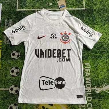 23-24 Corinthians Home Kit With All Sponsor White Shirt Soccer Jerseys For Sale