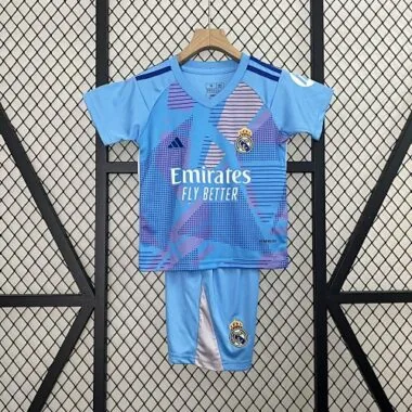 24-25 Real Madrid Goalkeeper Kid Kits Blue Youth Apparels AAAAJersey Supplier Yupoo