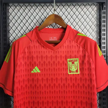 23-24 Camisolas de futebol dos Tigres UANL, guarda-redes, equipamento vermelho
