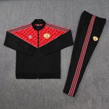 25-26 Manchester United Red&amp;Black Football Tracksuits Long Jacket Suits