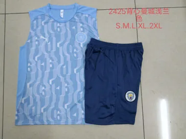 25-26 Manchester City Light Blue Training Kits Football Vest Suits