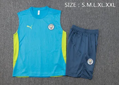 25-26 Manchester City Blue Training Kits Football Vest Suits