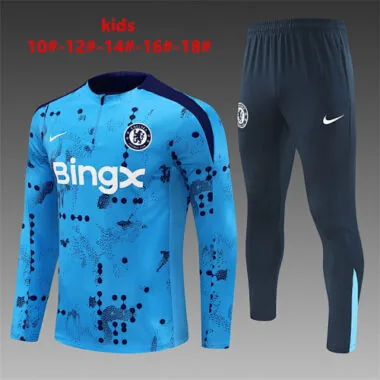 24-25 Chelsea Kids Long Sleeve Training Suit Football Shirts(1)