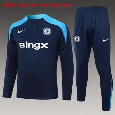 24-25 Chelsea Kids Long Sleeve Training Suit Football Shirts(1)(1)