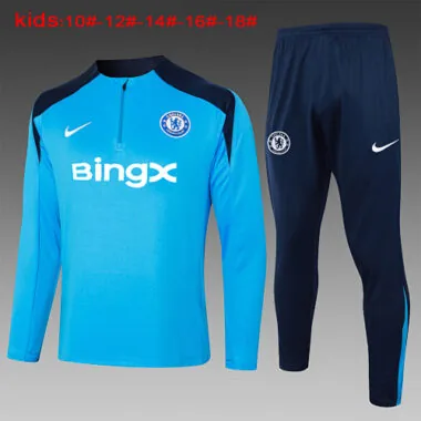 24-25 Chelsea Kids Long Sleeve Training Suit Football Shirts(2)