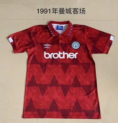 1991 Manchester City away red