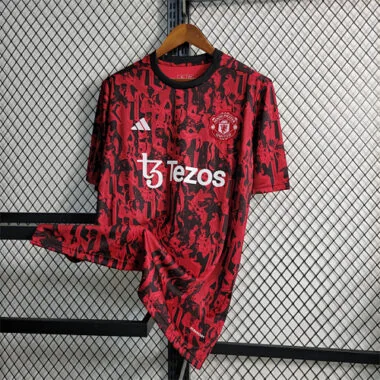 23-24 Manchester United Red Black Training Suit Size S-XXL