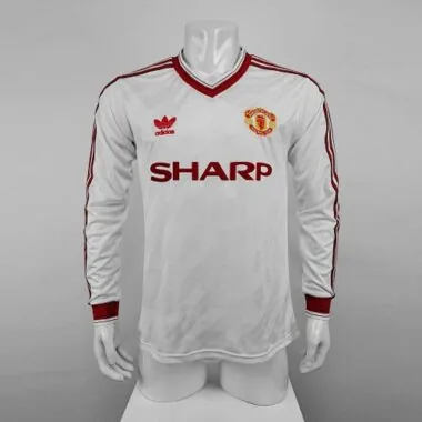 86-88 Manchester United away white away long sleeve
