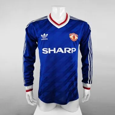 86-88 Manchester United away blue long sleeve player version