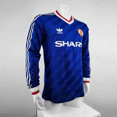 86-88 Manchester United away blue long sleeve
