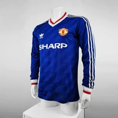 86-88 Manchester United away blue long sleeve