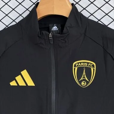 26-27 PSG Black Windbreaker Jackets Kit Soccer T-Shirt