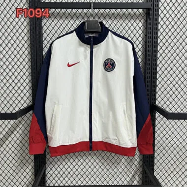 26-27 PSG White Windbreaker Jackets Kit Soccer T-Shirt