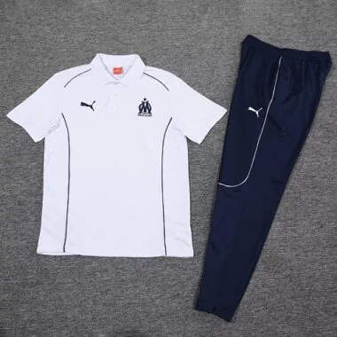 25-26 Marseille White POLO Training Kits Football Tracksuits