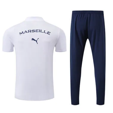 25-26 Marseille White POLO Training Kits Football Tracksuits