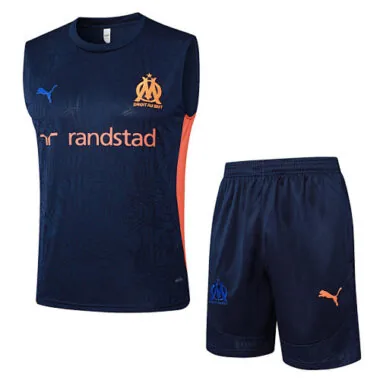 25-26 Marseille Navy Training Kits Football Vest Suits