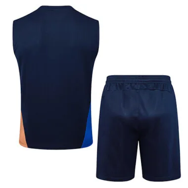 25-26 Marseille Navy Training Kits Football Vest Suits