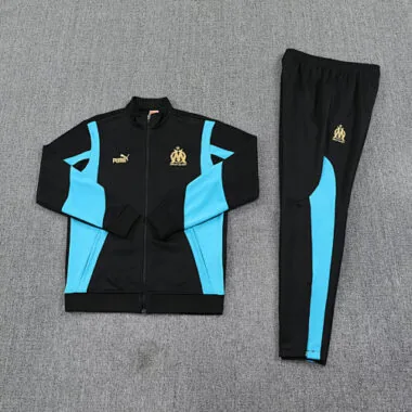 25-26 Marseille Black Football Tracksuits Long Jacket Suits