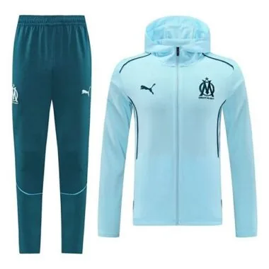 24-25 Marseille Blue Hoodie Tracksuit Long Jacket Suits
