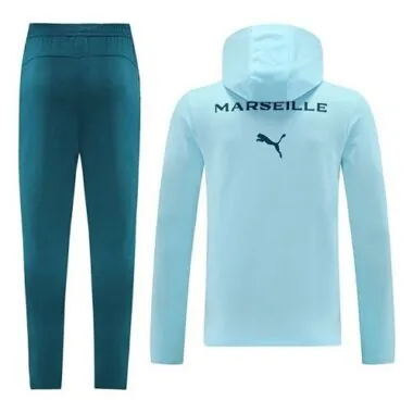 24-25 Marseille Blue Hoodie Tracksuit Long Jacket Suits
