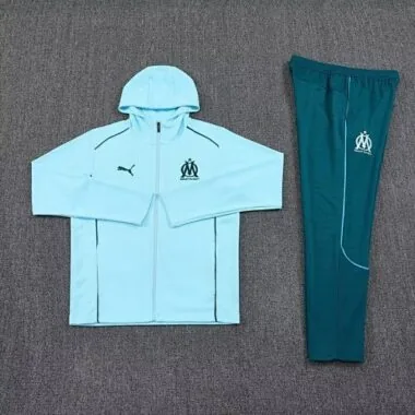 24-25 Marseille Blue Hoodie Tracksuit Long Jacket Suits