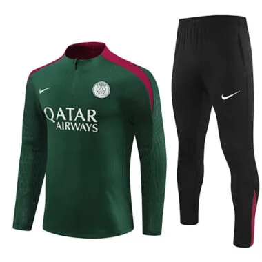 24-25 PSG Green Player Version Long Sleeve Training Suit Football Shirts