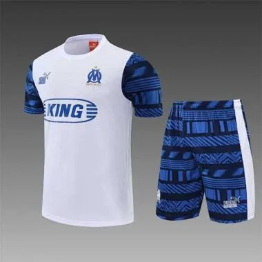 22-23 Marseille training suit short sleeve kit white blue