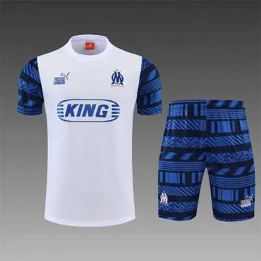 22-23 Marseille training suit short sleeve kit white blue