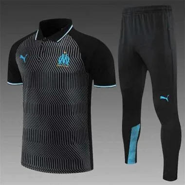 Polo Marseille black with grey-stripe