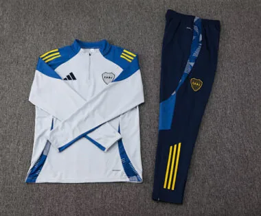 25-26 Boca Juniors White&amp;Blue Training Kits Long Football Tracksuits