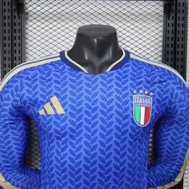 Maglia della Nazionale italiana per i Mondiali 2026 - Divisa da casa a maniche lunghe - Versione giocatore - Maglietta da calcio