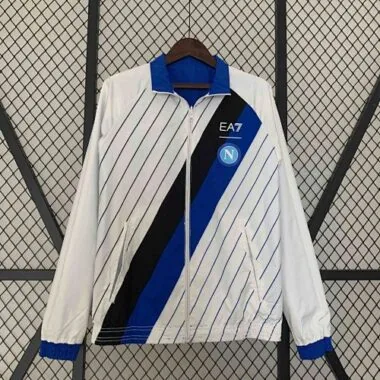 23-24 Napoli Reversible Windbreaker White&Blue Double-Sides Jacket Soccer Jerseys For Sale