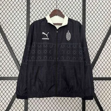 23-24 AC Milan Trench Coat Reversible Windbreaker Double-Sides Jacket