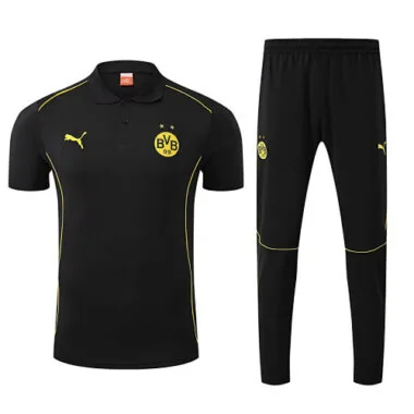 25-26 Dortmund Black POLO Training Kits Football Tracksuits