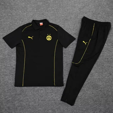25-26 Dortmund Black POLO Training Kits Football Tracksuits