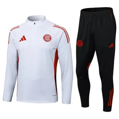 25-26 Bayern Munich White Training Kits Long Football Tracksuits