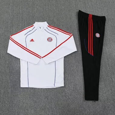 25-26 Bayern Munich White Training Kits Long Football Tracksuits