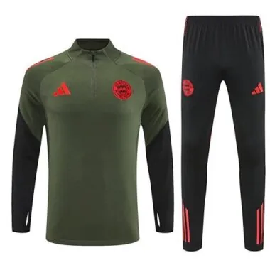 25-26 Bayern Munich Green Training Kits Long Football Tracksuits