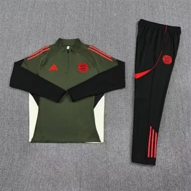 25-26 Bayern Munich Green Training Kits Long Football Tracksuits
