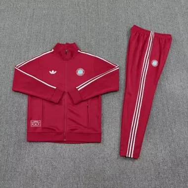 25-26 Bayern Munich Football Tracksuit Red Long Jacket Suits