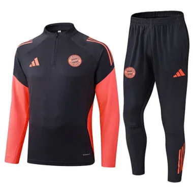 25-26 Bayern Munich Black&amp;Orange Training Kits Long Football Tracksuits