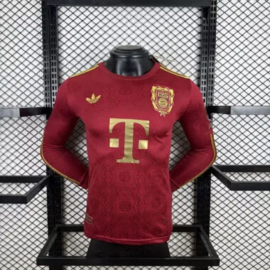 25-26 Bayern Munich Red Long Sleeve Kit 125th Anniversary Edition Player Version Soccer AAAAJer
