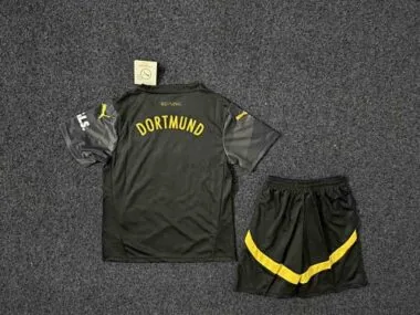 24-25 Dortmund Away Black Kids Kit Soccer