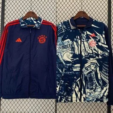 23-24 Bayern Reversible Windbreaker Gray&Navy Double-Sides Jacket Soccer Jerseys For Sale