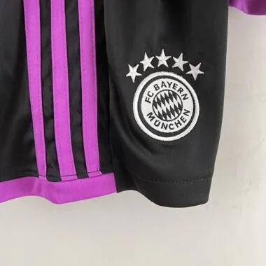Equipamento de futebol barato do Bayern de Munique para crianças, tamanhos 16-28, para jogos fora de casa, 23-24