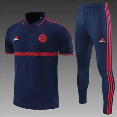 Polo Bayern sapphire blue and red three sides