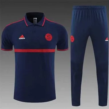 Polo Bayern sapphire blue and red three sides